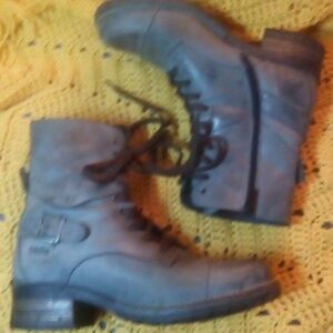 taos Grey Sleek Leather Boots with Embossed Detail rustic Rugged Western Cowgirl